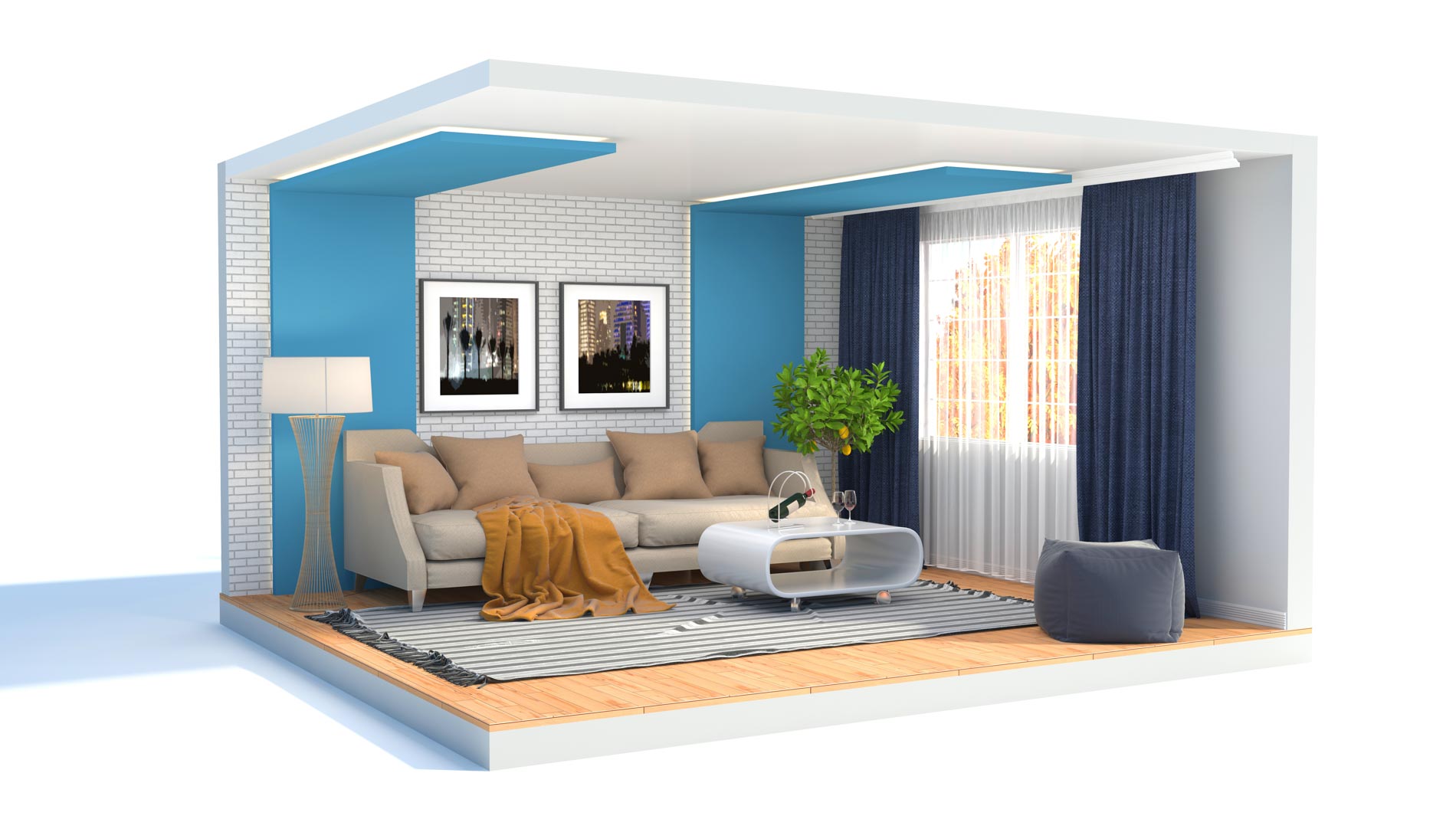 Interior,With,Sofa.,3d,Illustration Interior,With,Sofa.,3d,Illustration